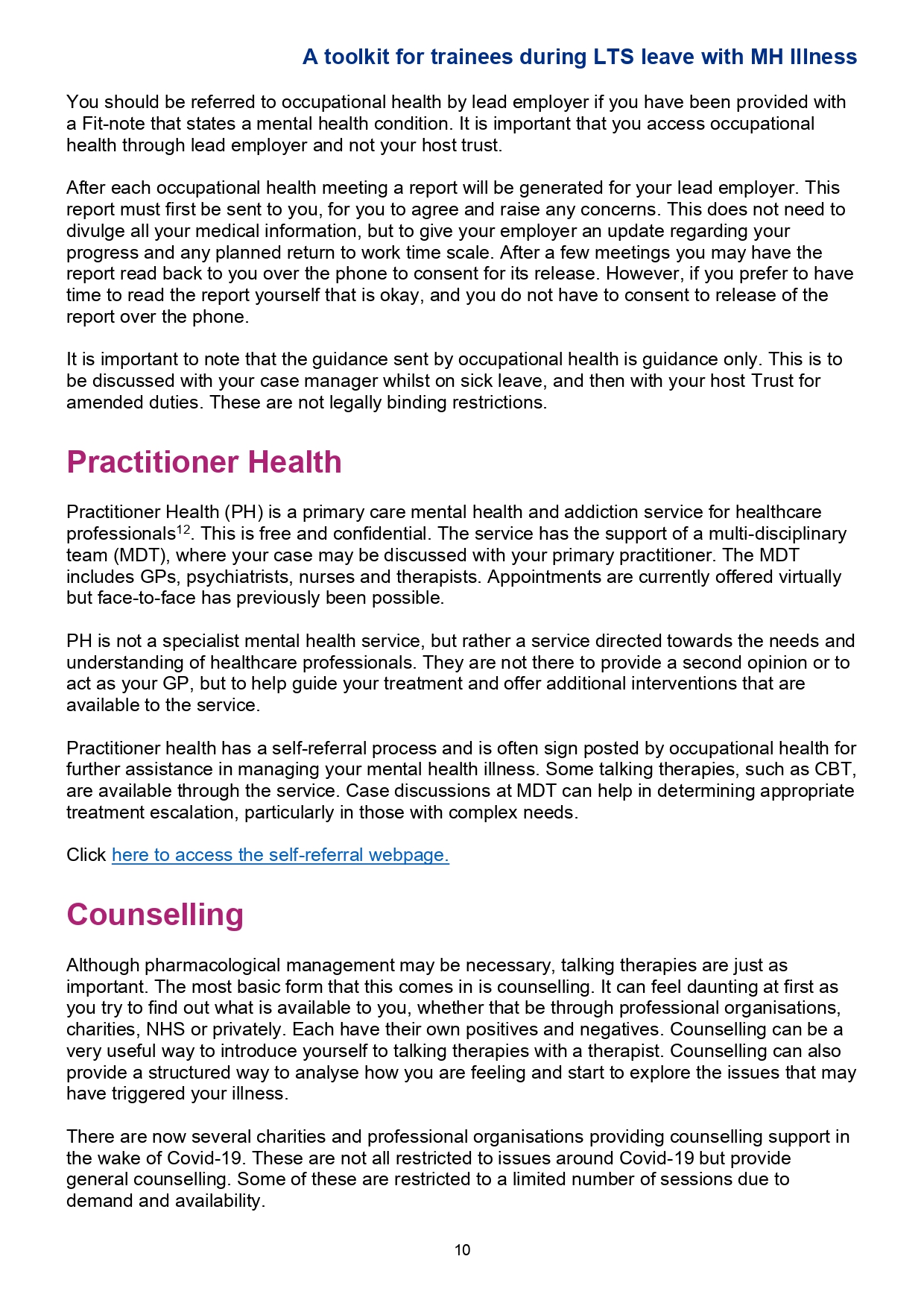Lead Employer - MWL | NHSE Mental Health Toolkit